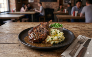 Grill pepper lamb chop with Mint Mash